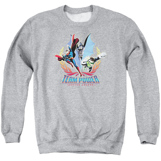 Justice League Team Power Mens Crewneck Sweatshirt Athletic Heather Officially Licensed