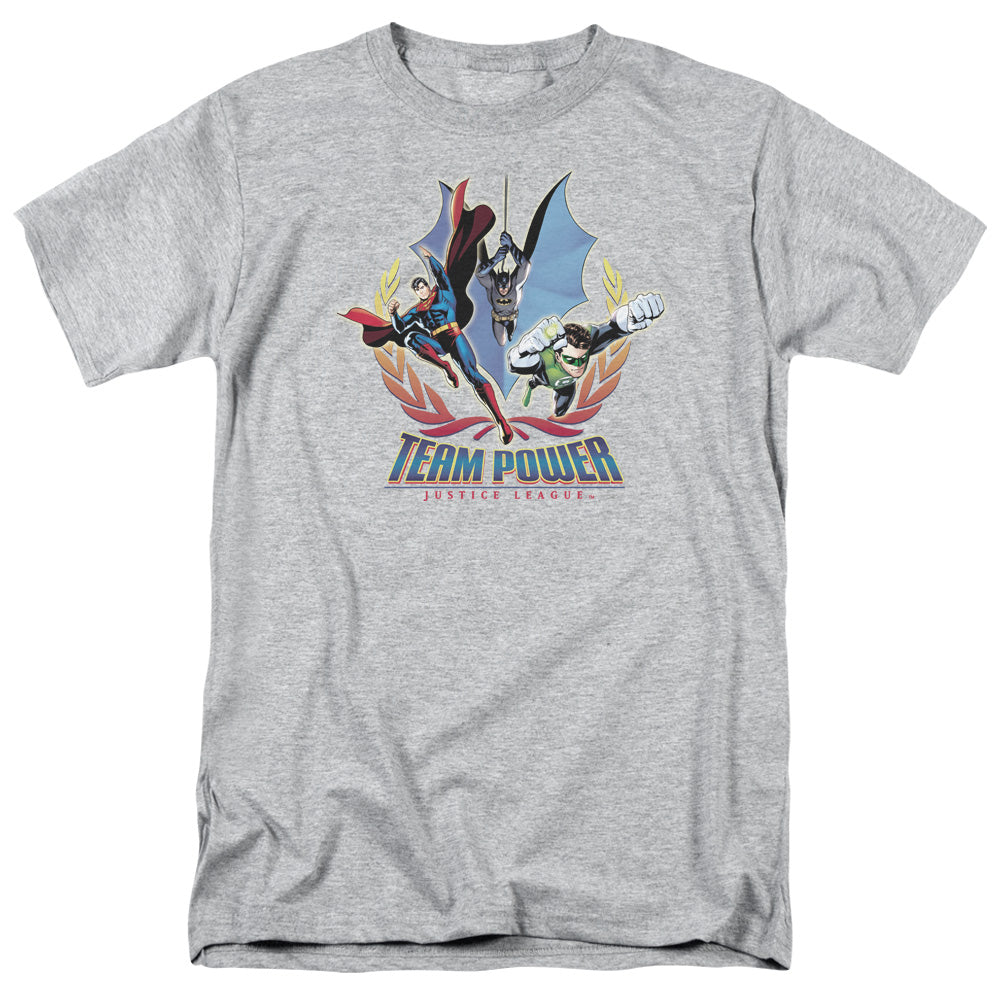 Justice League Of America Team Power Mens T Shirt Athletic Heather Officially Licensed