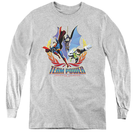 Justice League Team Power Long Sleeve Kids Youth T Shirt Athletic Heather Officially Licensed