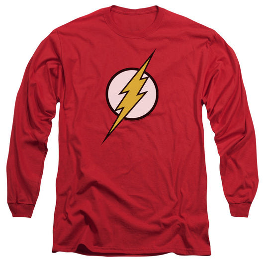 Justice League Flash Logo Mens Long Sleeve Shirt Red Officially Licensed
