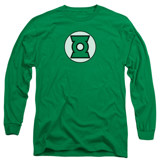 Justice League Green Lantern Logo Mens Long Sleeve Shirt Kelly Green Officially Licensed