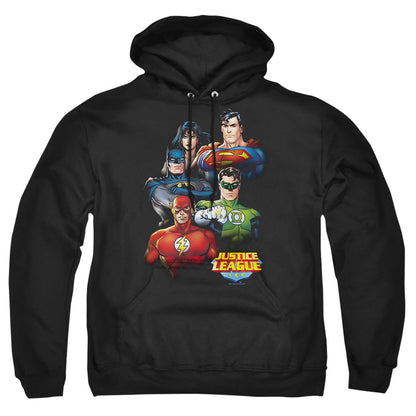 Justice League Of America Group Portrait Mens Hoodie Black Officially Licensed