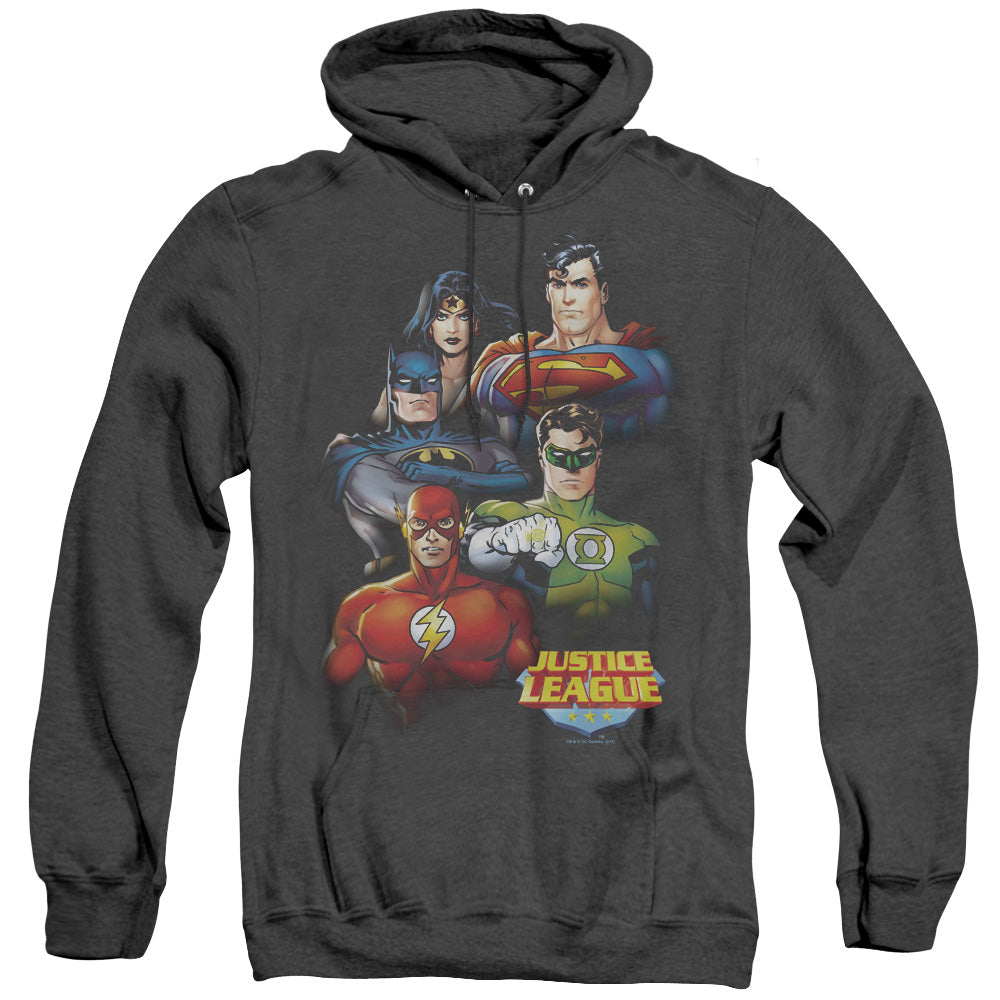Justice League Group Portrait Heather Mens Hoodie Black Officially Licensed