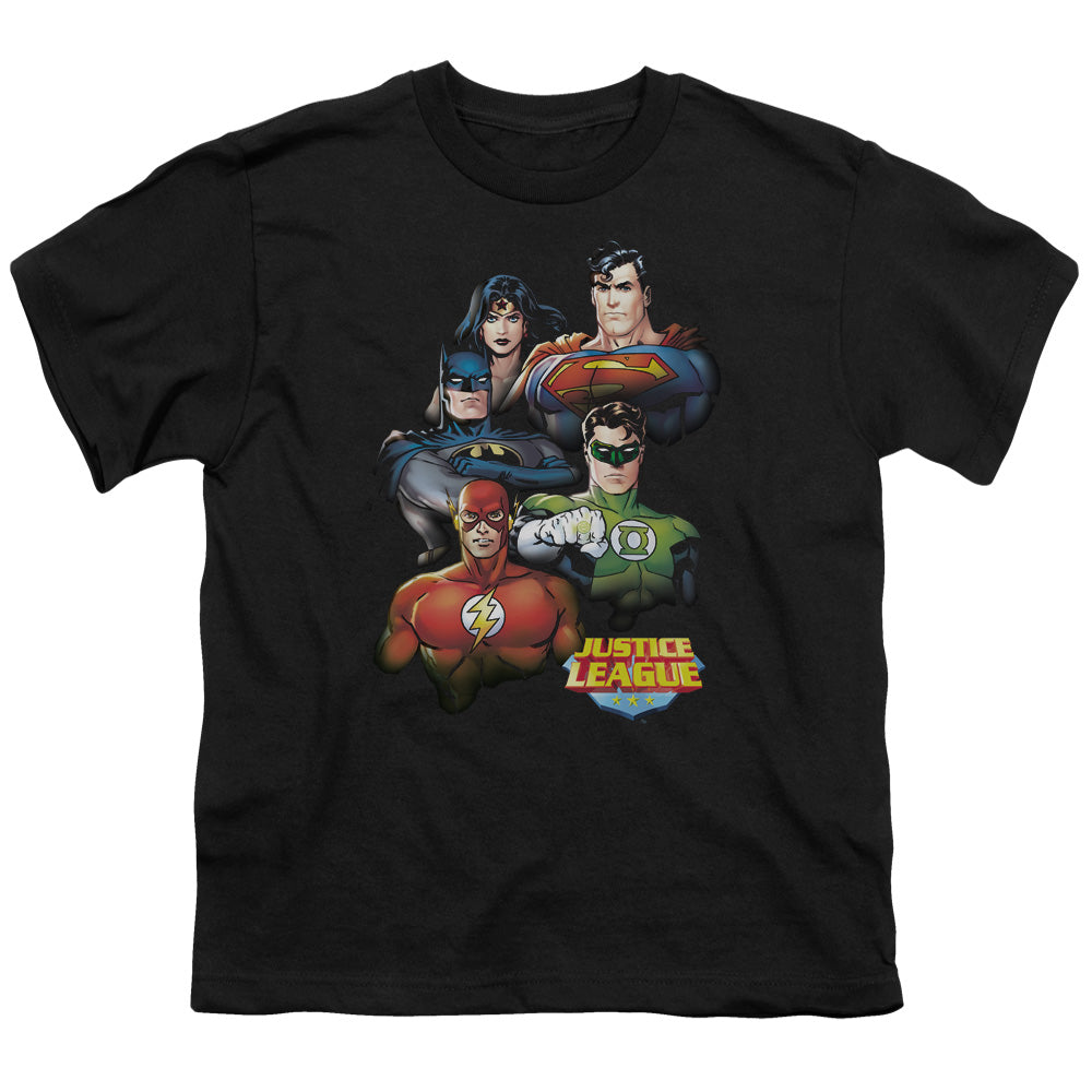 Justice League Group Portrait Kids Youth T Shirt Black Officially Licensed