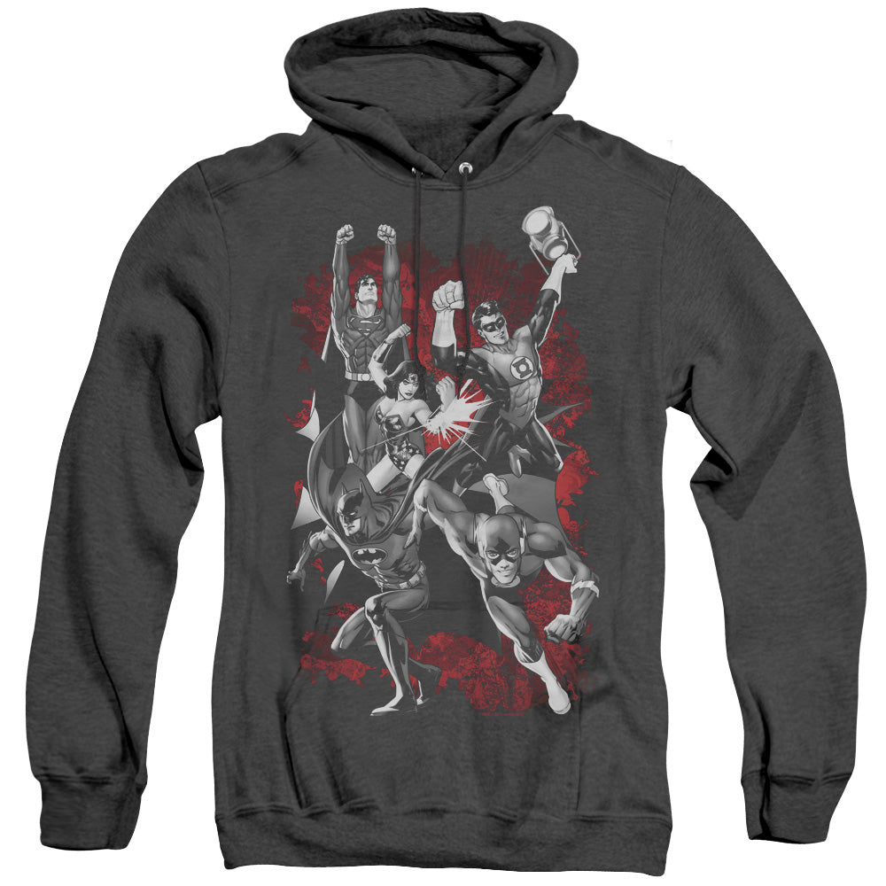Justice League Justice League Explosion Heather Mens Hoodie Black Officially Licensed