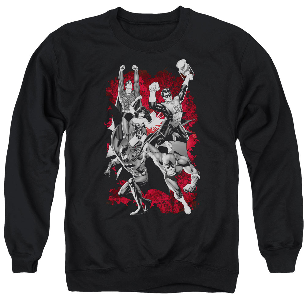 Justice League Of America Justice League Of America Explosion Mens Crewneck Sweatshirt Black Officially Licensed