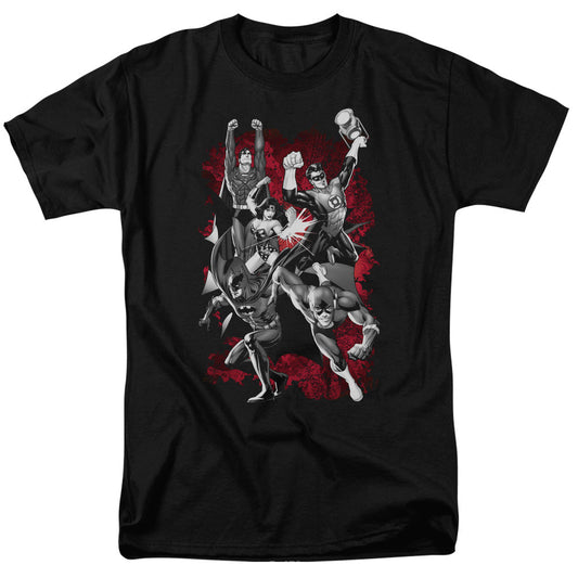 Justice League Justice League Explosion Mens T Shirt Black Officially Licensed