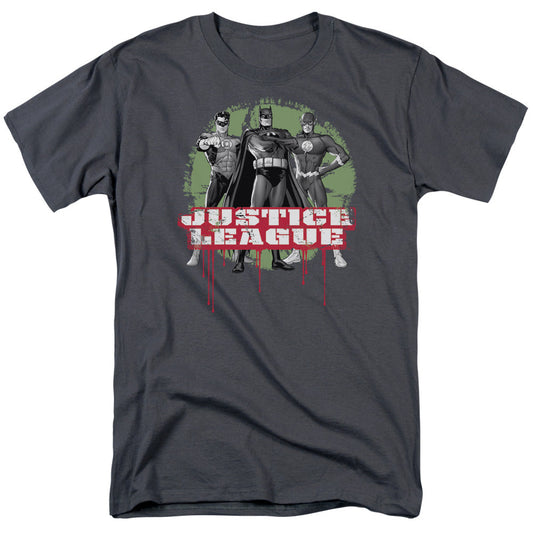 Justice League Of America Justice League Of America Trio Mens T Shirt Charcoal Officially Licensed