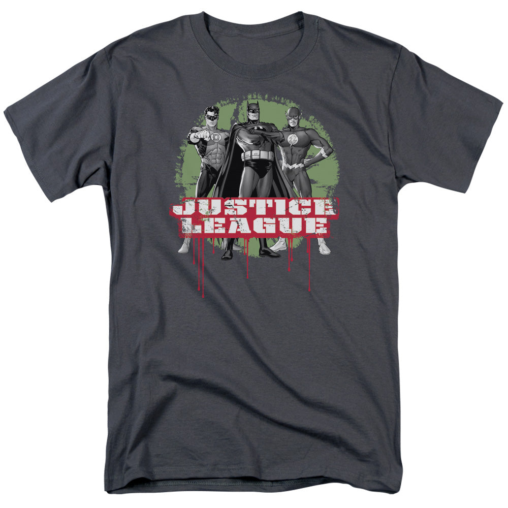 Justice League Of America Justice League Of America Trio Mens T Shirt Charcoal Officially Licensed