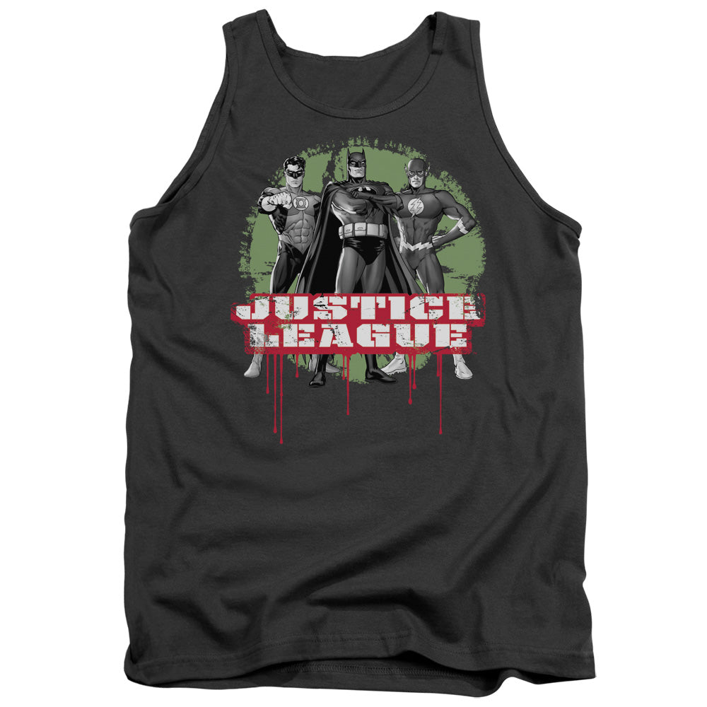 Justice League Justice League Trio Mens Tank Top Shirt Charcoal Officially Licensed