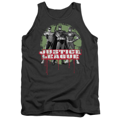 Justice League Justice League Trio Mens Tank Top Shirt Charcoal Officially Licensed