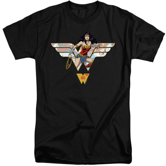 Wonder Woman Ww 80Th Collage Logo Mens Tall T Shirt Black Officially Licensed