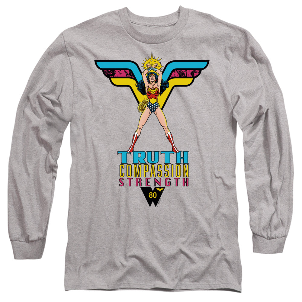 Wonder Woman Truth, Compassion, Strength Mens Long Sleeve Shirt Athletic Heather Officially Licensed