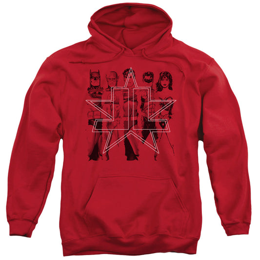 Justice League Five Stars Mens Hoodie Red Officially Licensed