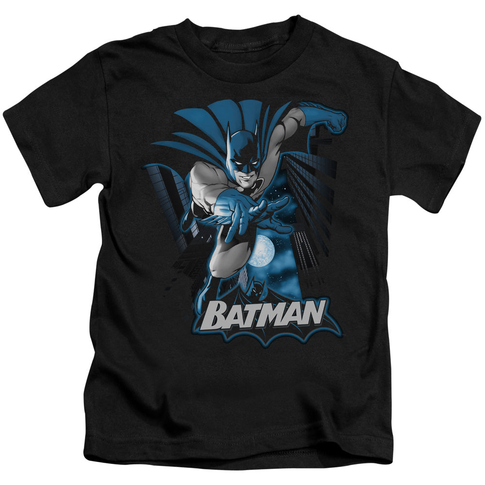 Justice League Batman Blue & Gray Juvenile Kids Youth T Shirt Black Officially Licensed