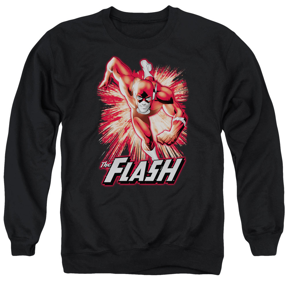 Justice League Of America Flash Red &Amp; Gray Mens Crewneck Sweatshirt Black Officially Licensed