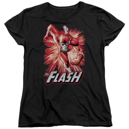 Justice League Flash Red & Gray Womens T Shirt Black Officially Licensed