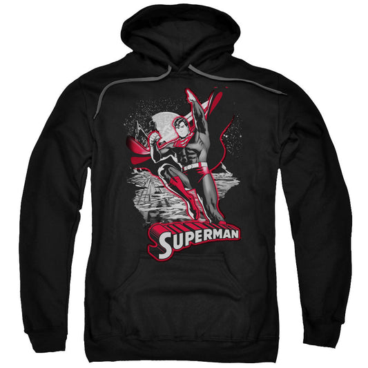 Justice League Superman Red and Gray Mens Hoodie Black Officially Licensed