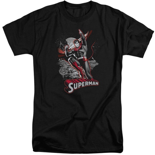 Justice League Of America Superman Red & Gray Mens Tall T Shirt Black Officially Licensed