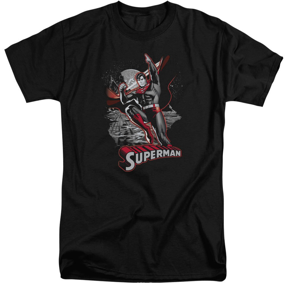 Justice League Superman Red & Gray Mens Tall T Shirt Black Officially Licensed