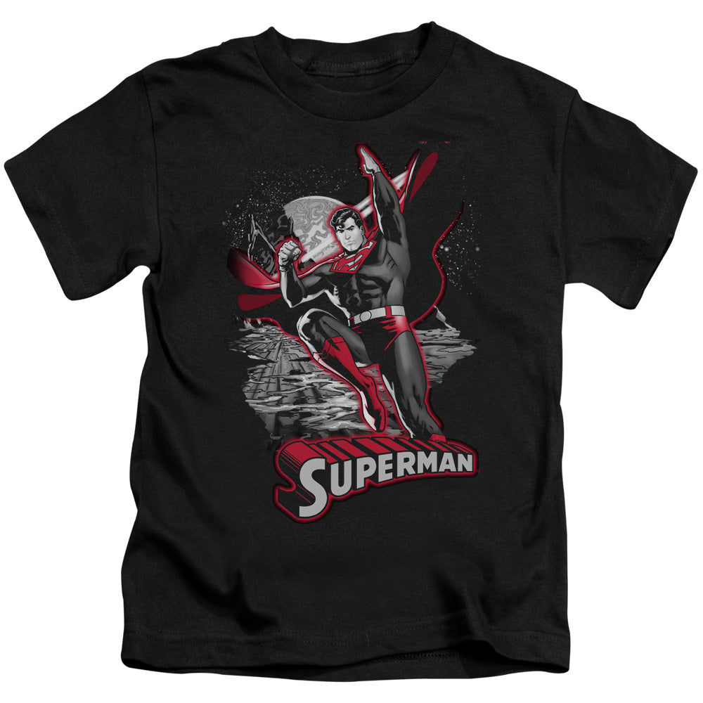 Justice League Superman Red & Gray Juvenile Kids Youth T Shirt Black Officially Licensed