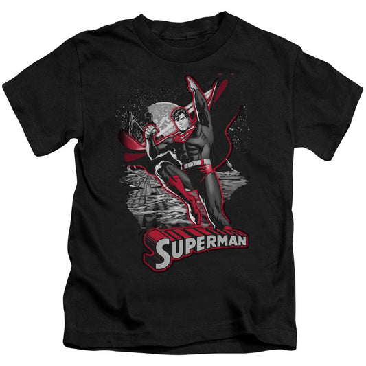 Justice League Superman Red & Gray Juvenile Kids Youth T Shirt Black Officially Licensed