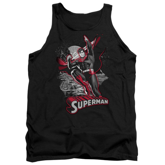 Justice League Superman Red & Gray Mens Tank Top Shirt Black Officially Licensed