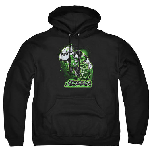 Justice League Of America Green Lantern Green & Gray Mens Hoodie Black Officially Licensed