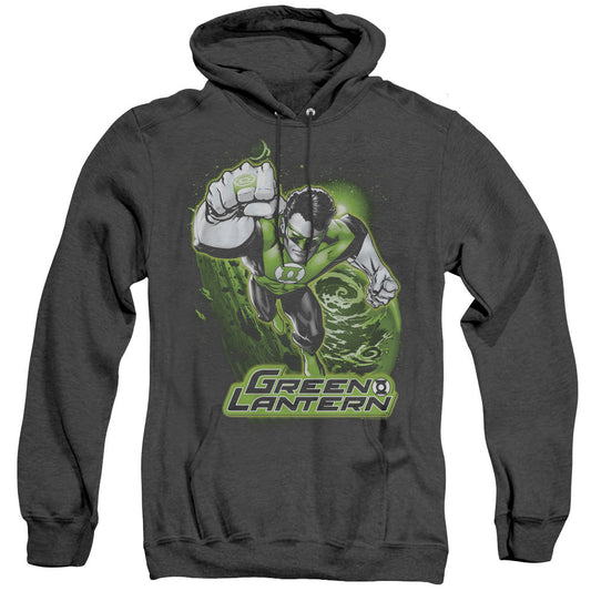Justice League Of America Green Lantern Green & Gray Heather Mens Hoodie Black Officially Licensed