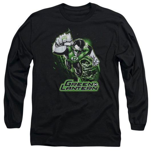 Justice League Green Lantern Green & Gray Mens Long Sleeve Shirt Black Officially Licensed