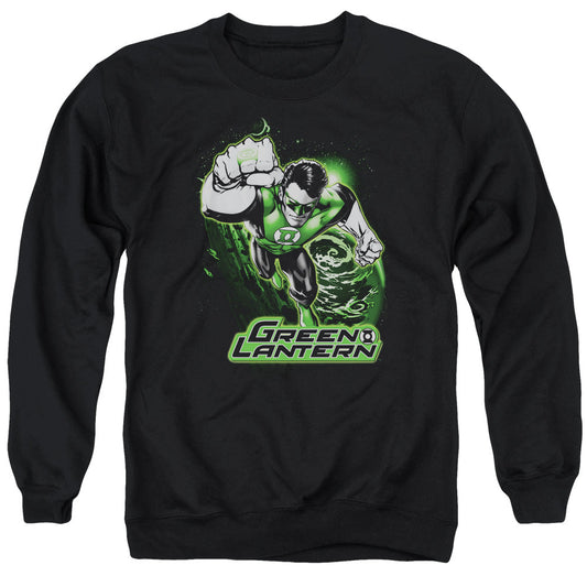 Justice League Green Lantern Green and Gray Mens Crewneck Sweatshirt Black Officially Licensed