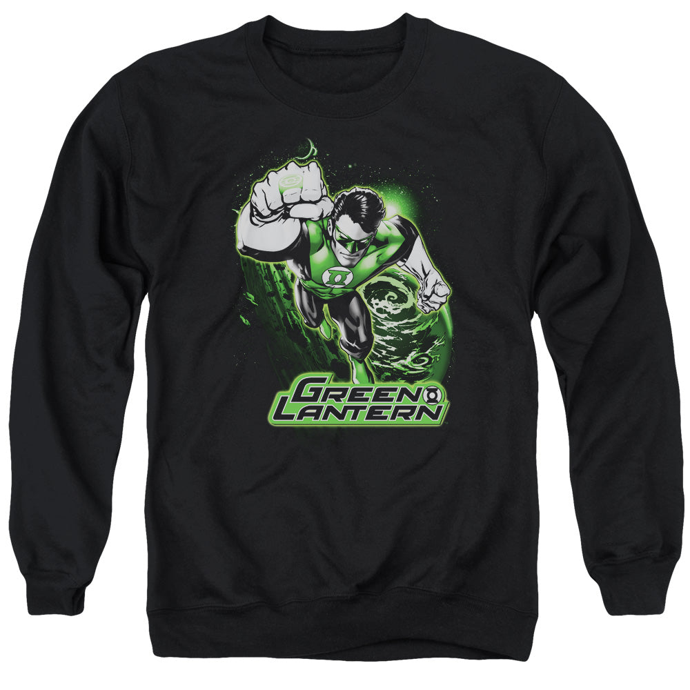 Justice League Of America Green Lantern Green &Amp; Gray Mens Crewneck Sweatshirt Black Officially Licensed