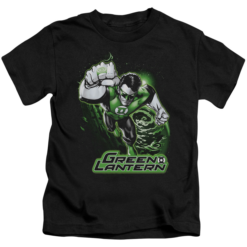 Justice League Green Lantern Green & Gray Juvenile Kids Youth T Shirt Black Officially Licensed