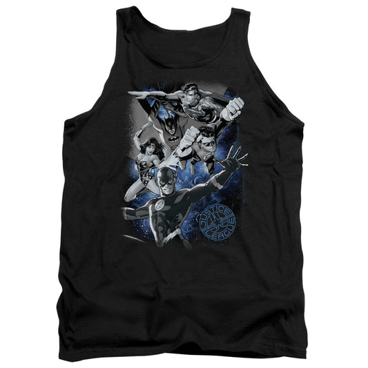 Justice League Galactic Attack Nebula Mens Tank Top Shirt Black Officially Licensed