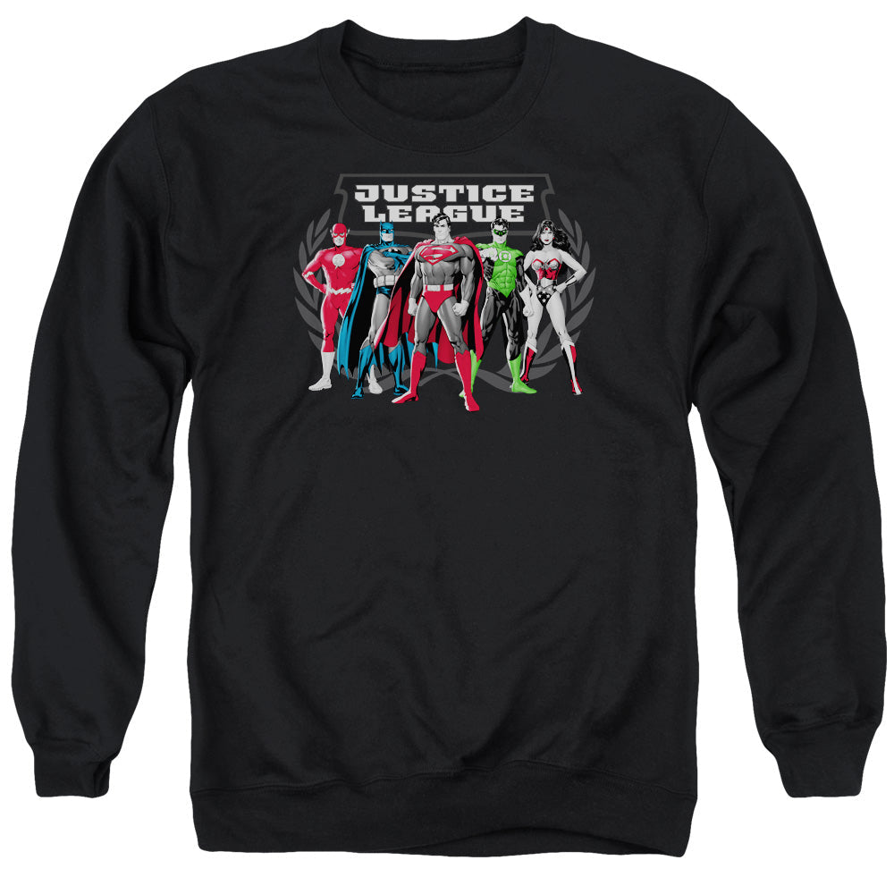 Justice League Of America The Big Five Mens Crewneck Sweatshirt Black Officially Licensed