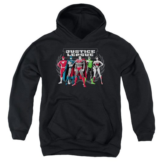 Justice League the Big Five Kids Youth Hoodie Black Officially Licensed