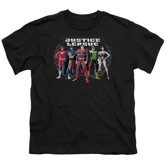 Justice League the Big Five Kids Youth T Shirt Black Officially Licensed