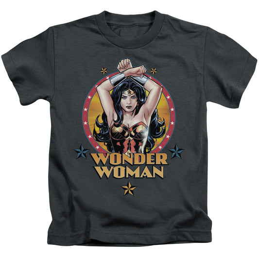 Justice League Powerful Woman Juvenile Kids Youth T Shirt Charcoal Officially Licensed