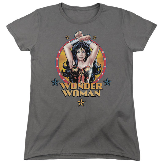 Justice League Powerful Woman Womens T Shirt Charcoal Officially Licensed