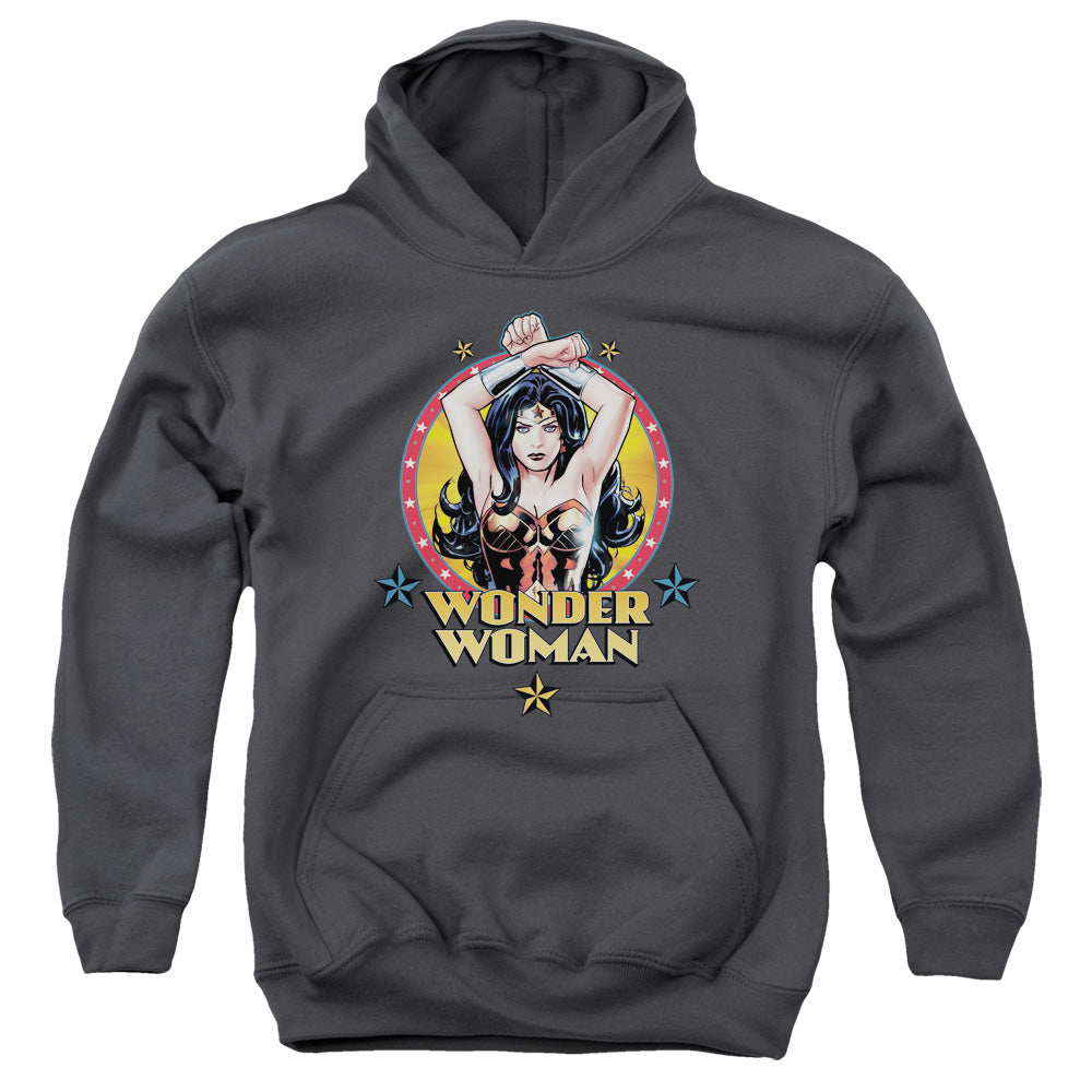Justice League Powerful Woman Kids Youth Hoodie Charcoal Officially Licensed