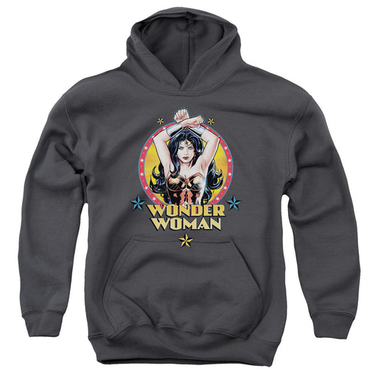 Justice League Powerful Woman Kids Youth Hoodie Charcoal Officially Licensed