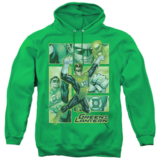 Justice League Green Lantern Panels Mens Hoodie Kelly Green Officially Licensed