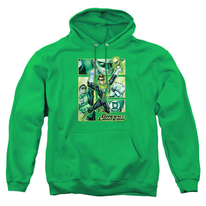 Justice League Of America Green Lantern Panels Mens Hoodie Kelly Green Officially Licensed