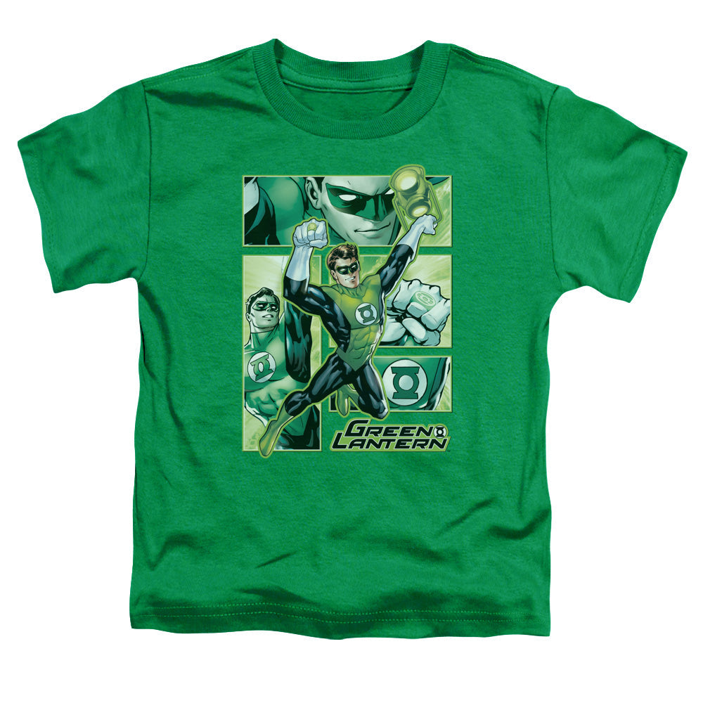 Justice League Green Lantern Panels Toddler Kids Youth T Shirt Kelly Green Officially Licensed