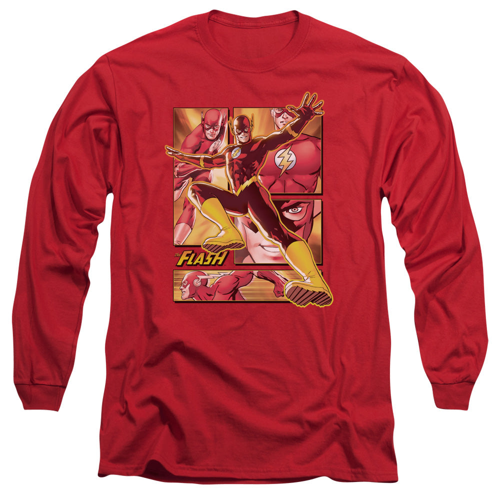Justice League Flash Mens Long Sleeve Shirt Red Officially Licensed