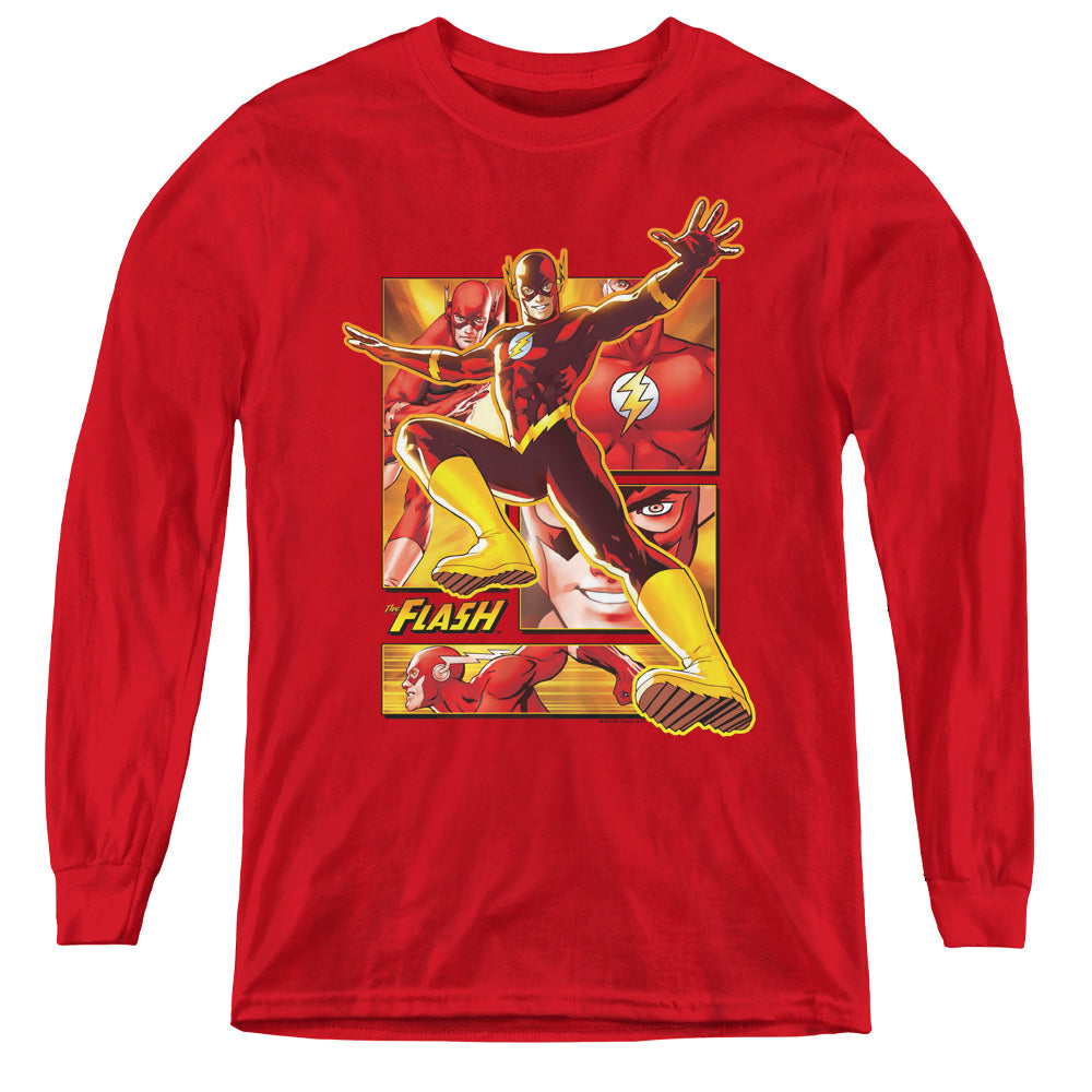 Justice League Flash Long Sleeve Kids Youth T Shirt Red Officially Licensed