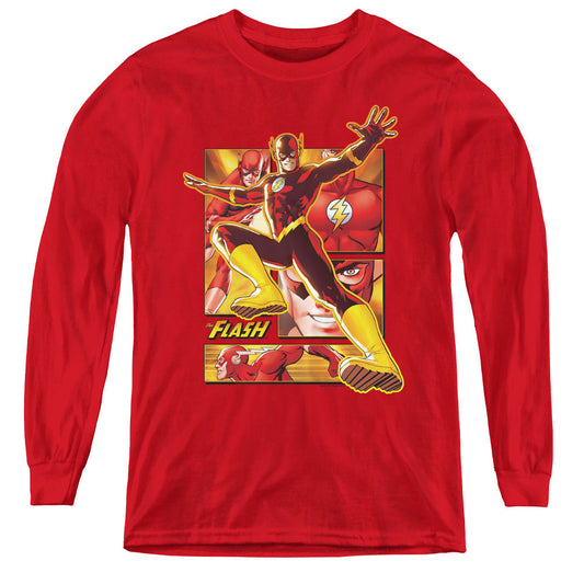 Justice League Flash Long Sleeve Kids Youth T Shirt Red Officially Licensed