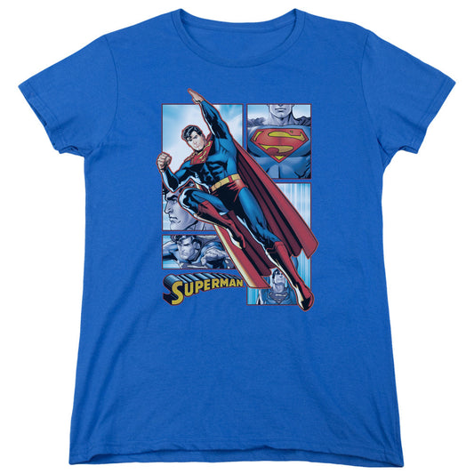Justice League Superman Panels Womens T Shirt Royal Blue Officially Licensed