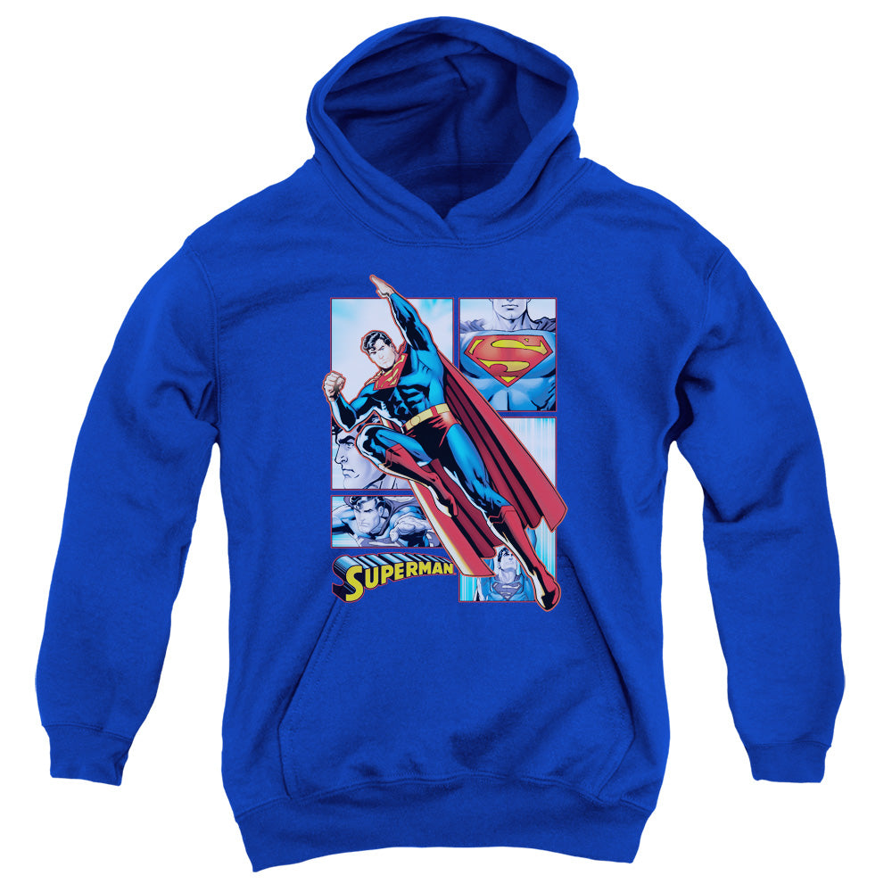 Justice League Superman Panels Kids Youth Hoodie Royal Blue Officially Licensed
