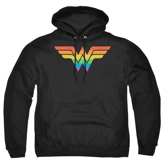 Justice League Wonder Woman Rainbow Mens Hoodie Black Officially Licensed